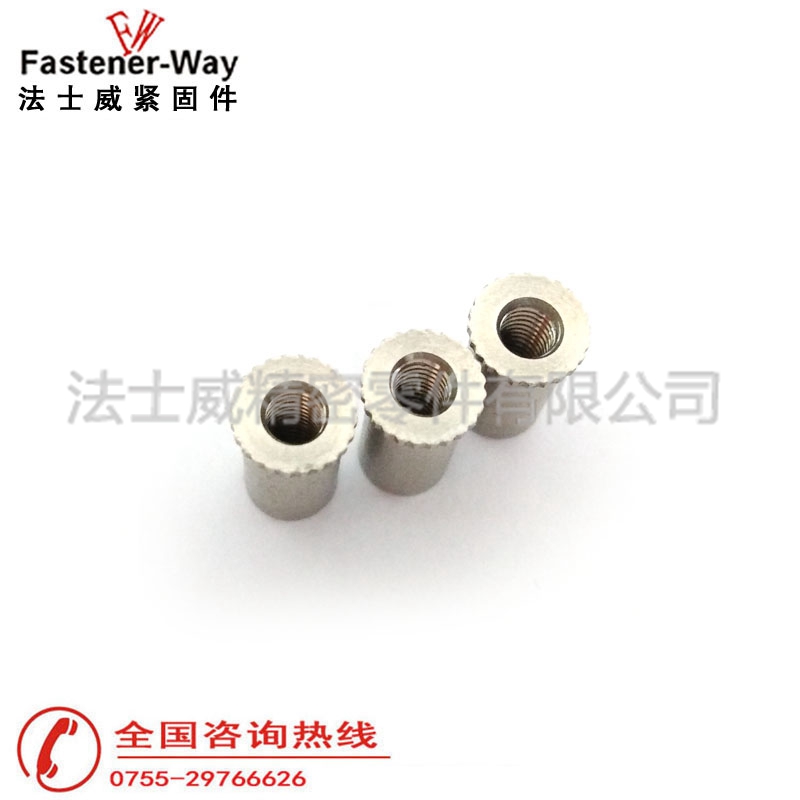 DSO-M3-7不銹鋼滾花頭花齒頭壓鉚螺母柱4 DSO-M3-7不銹鋼滾花頭花齒頭壓鉚螺母柱4