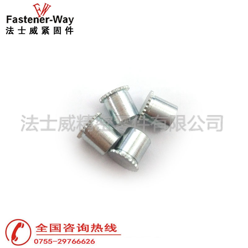 DSO-440-250碳鋼滾花頭花齒頭壓鉚螺母柱4 DSO-440-250碳鋼滾花頭花齒頭壓鉚螺母柱4