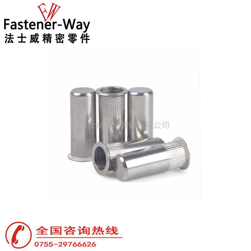 不銹鋼盲孔滾花平頭圓柱拉鉚螺母5 不銹鋼盲孔滾花平頭圓柱拉鉚螺母5